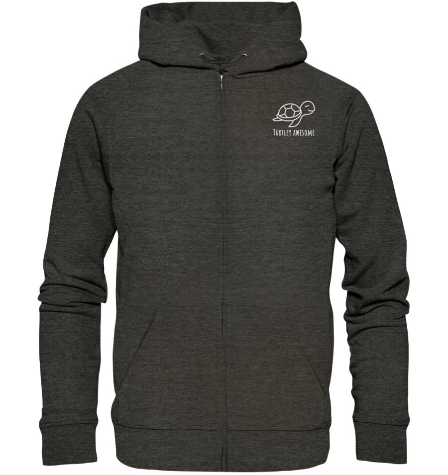 Turtle Organic Zipper Dark Heather Grey