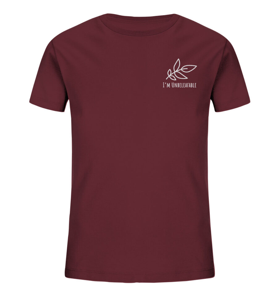 Unbeleafable Kids Organic Shirt Burgundy