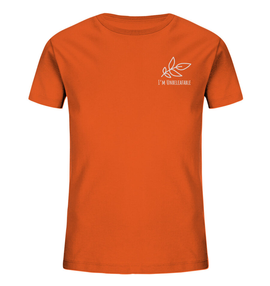 Unbeleafable Kids Organic Shirt Bright Orange
