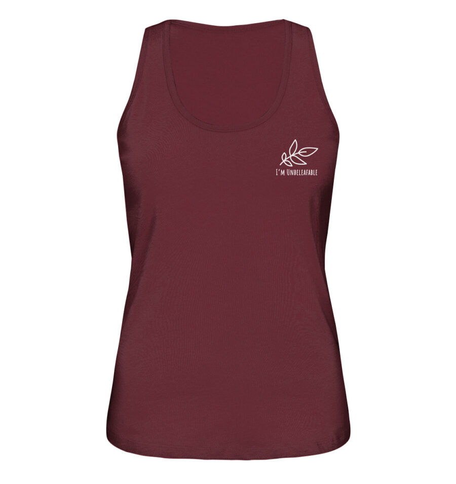 Unbeleafable Ladies Organic Tank-Top Burgundy
