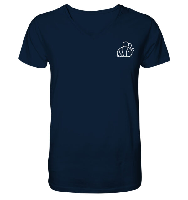 Bee Mens Organic V-Neck Shirt French Navy