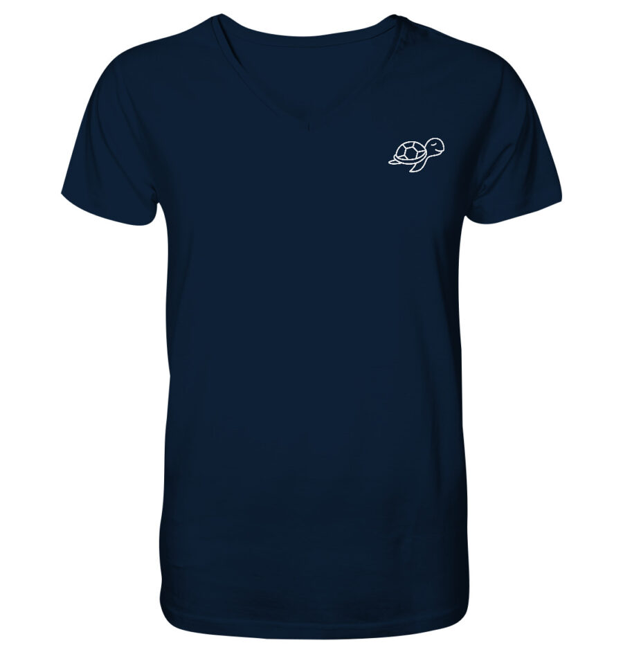 Turtle Mens Organic V-Neck Shirt French Navy