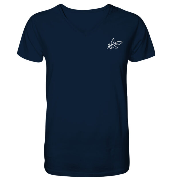 Unbeleafable Mens Organic V-Neck Shirt French Navy
