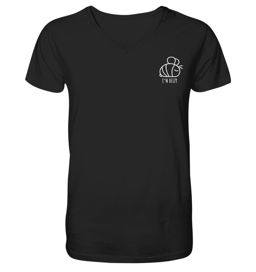 Bee Mens Organic V-Neck Shirt Black