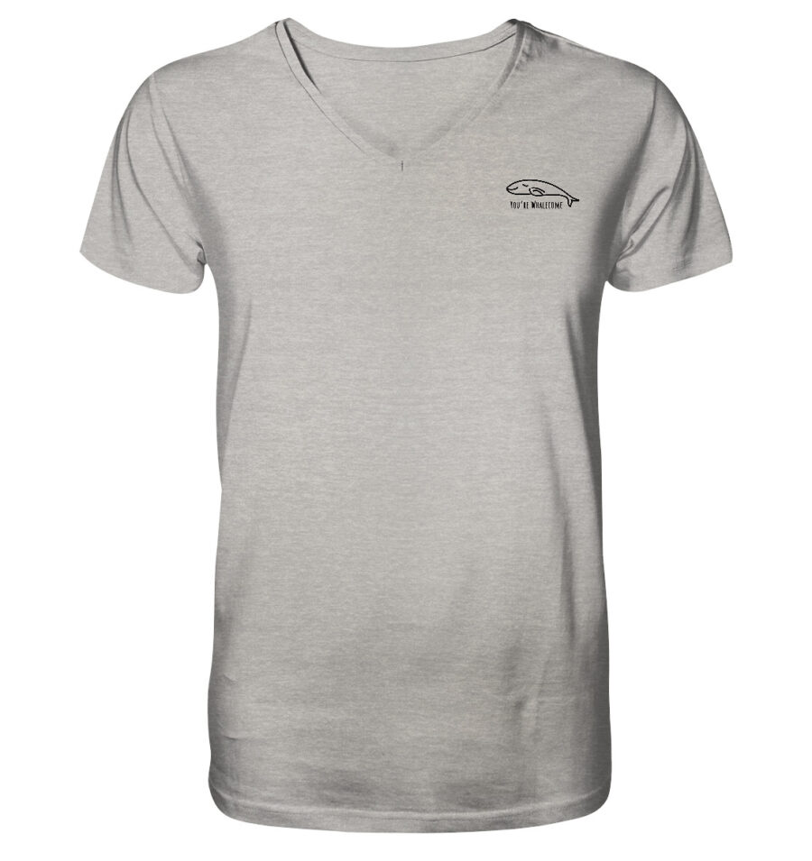 Whale Mens Organic V-Neck Shirt Heather Grey