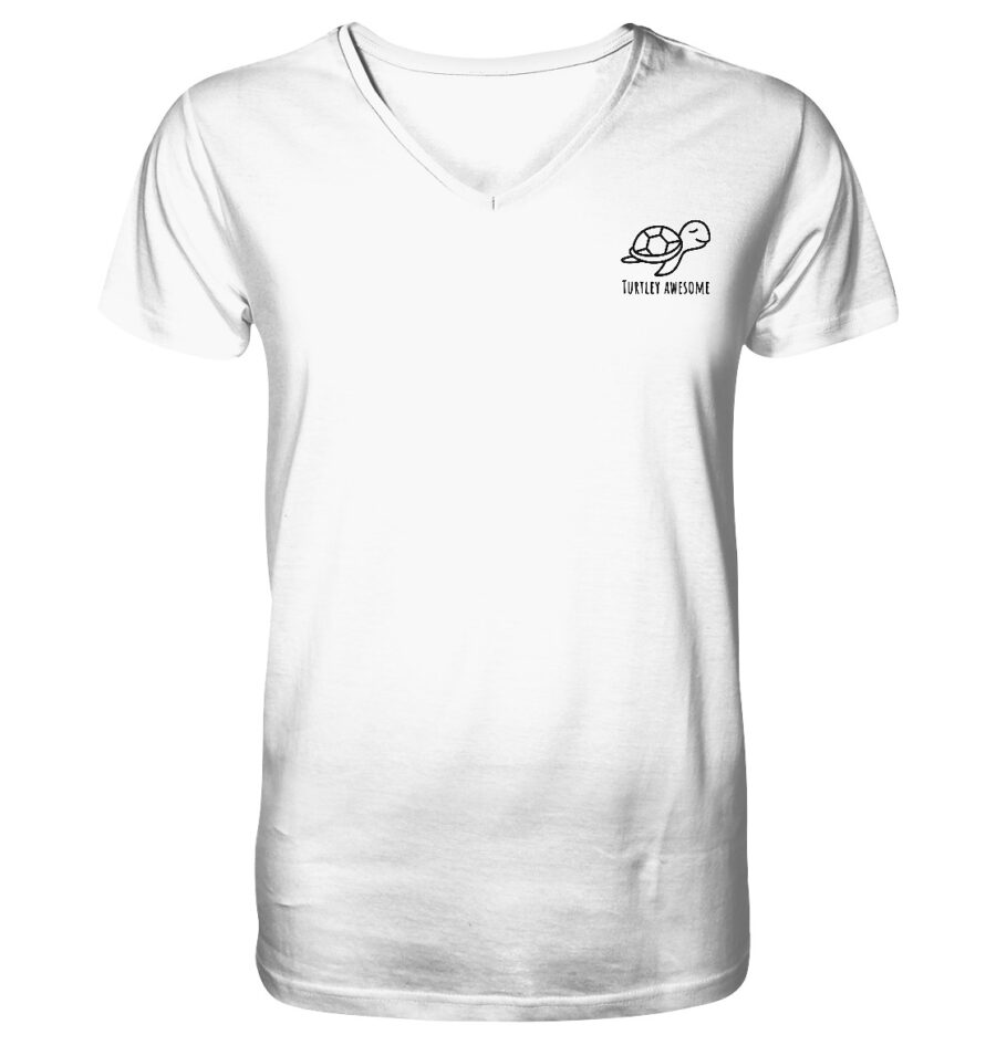 Turtle Mens Organic V-Neck Shirt White