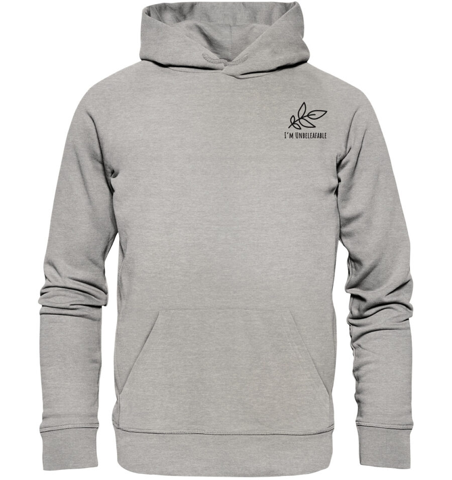 Unbeleafable Organic Basic Hoodie Heather Grey