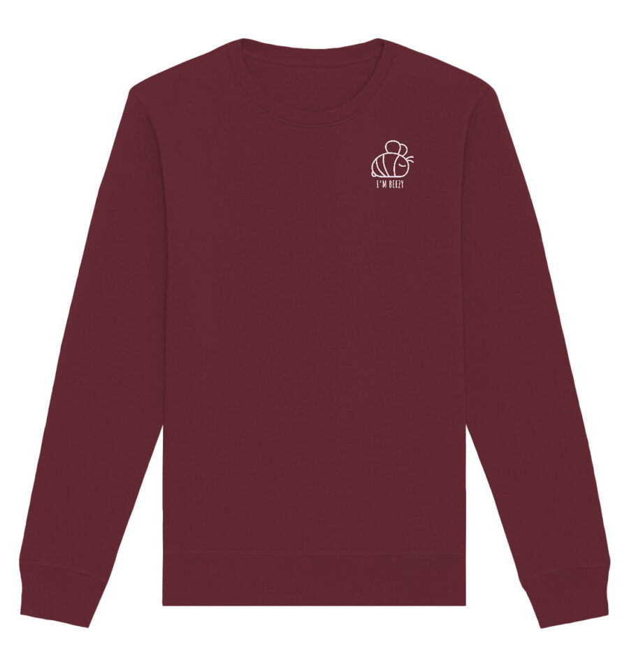 Bee Organic Basic Unisex Sweatshirt Burgundy