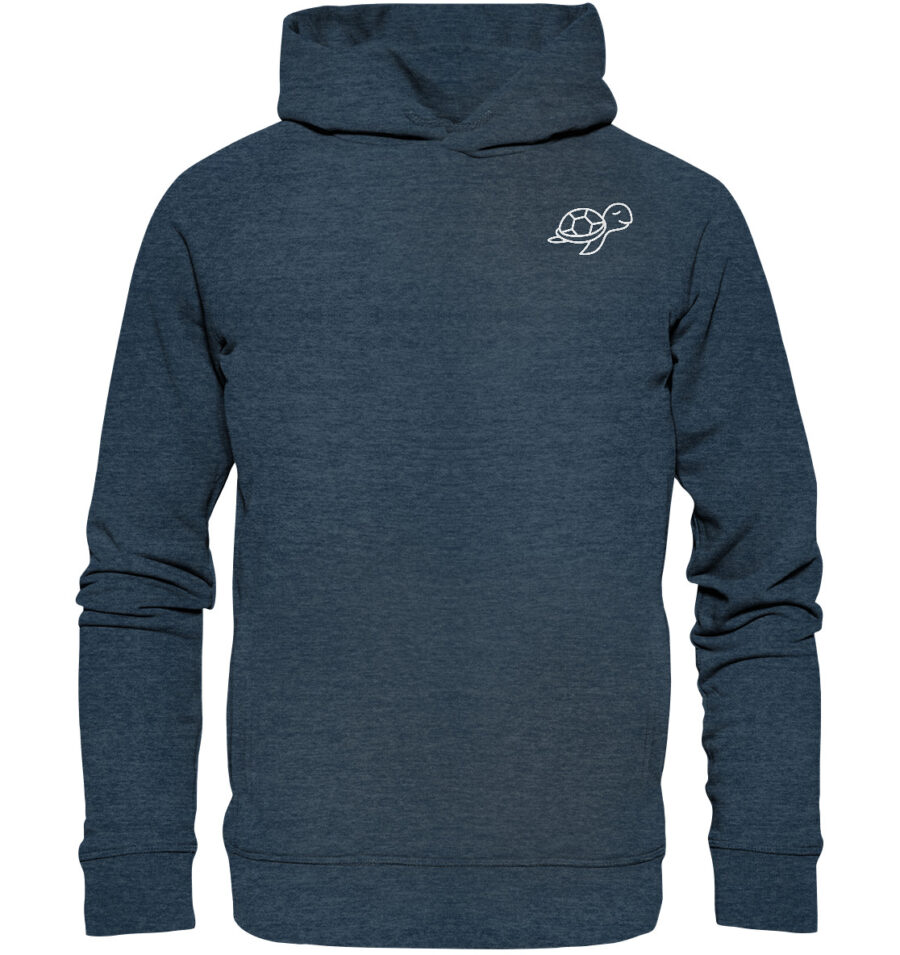 Turtle Organic Fashion Hoodie Dark Heather Blue