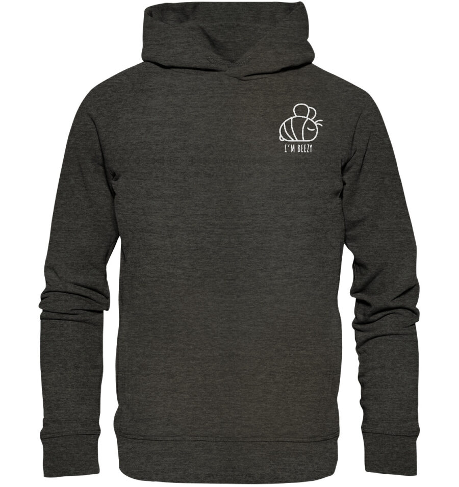 Bee Organic Fashion Hoodie Dark Heather Grey