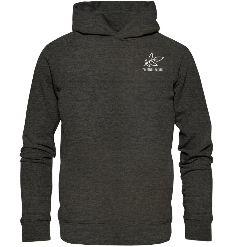 Unbeleafable Organic Fashion Hoodie Dark Heather Grey