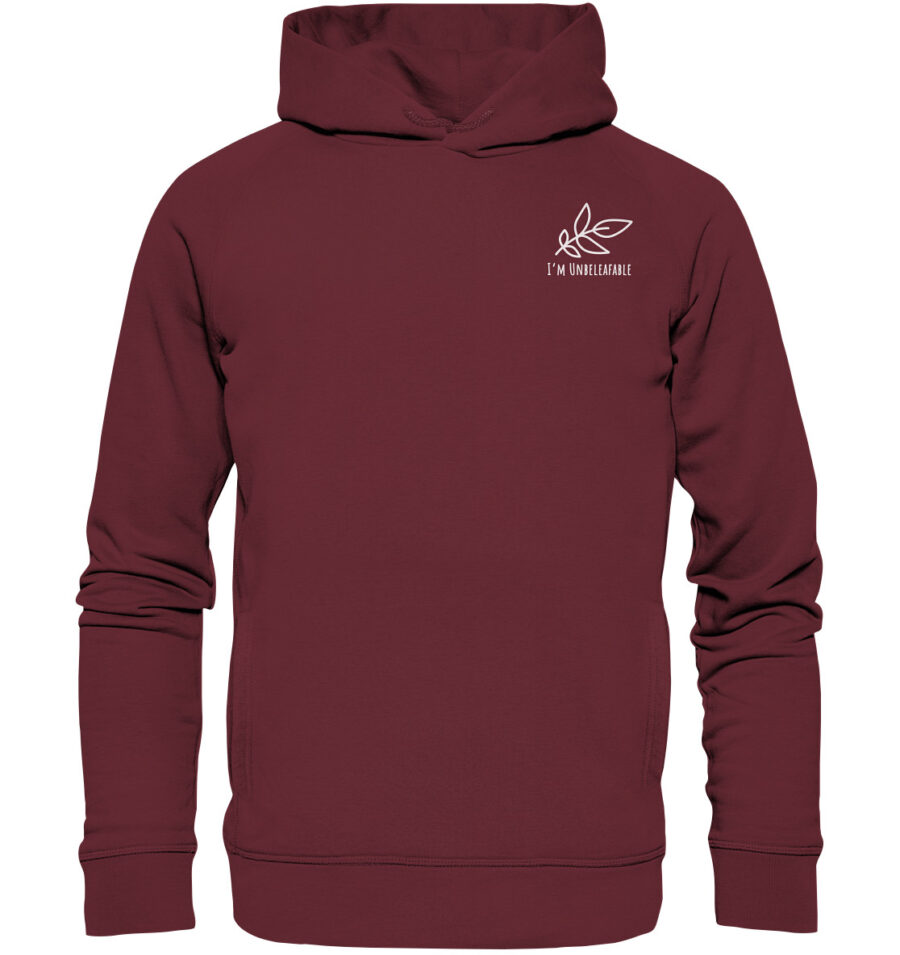 Unbeleafable Organic Fashion Hoodie Burgundy