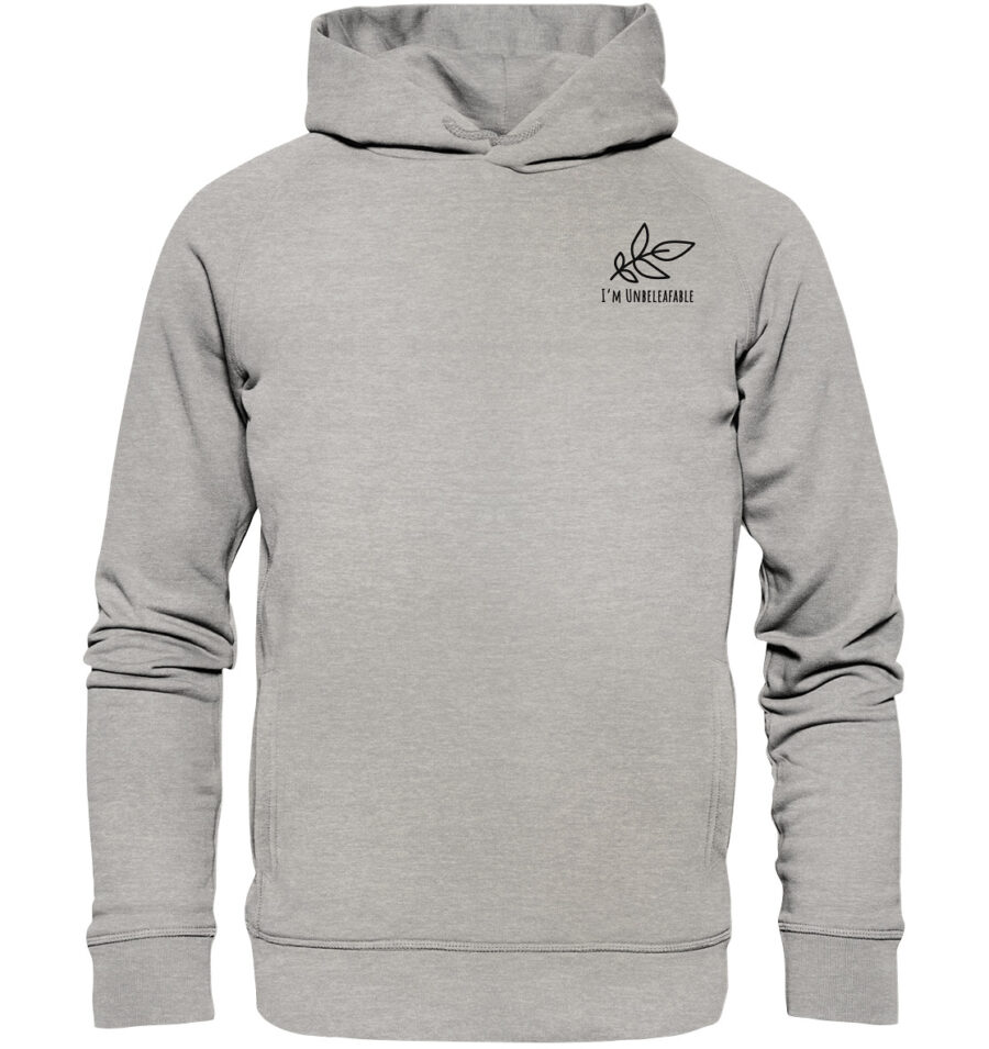 Unbeleafable Organic Fashion Hoodie Heather Grey