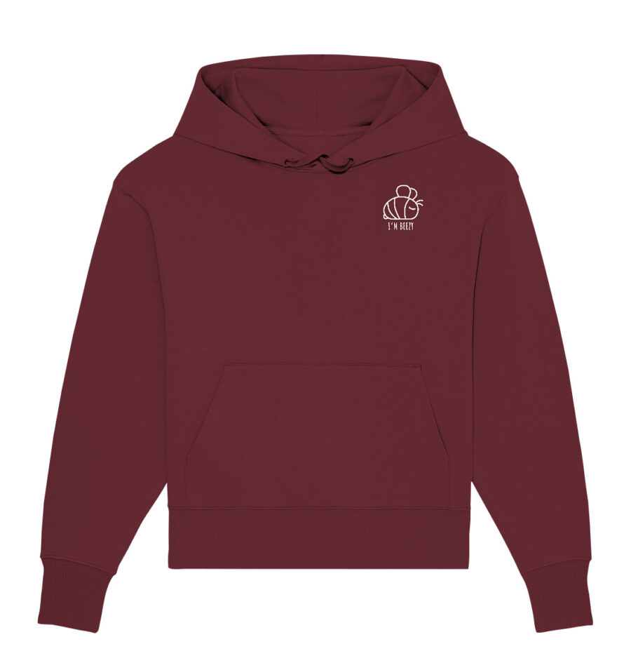 Bee Organic Oversize Hoodie Burgundy