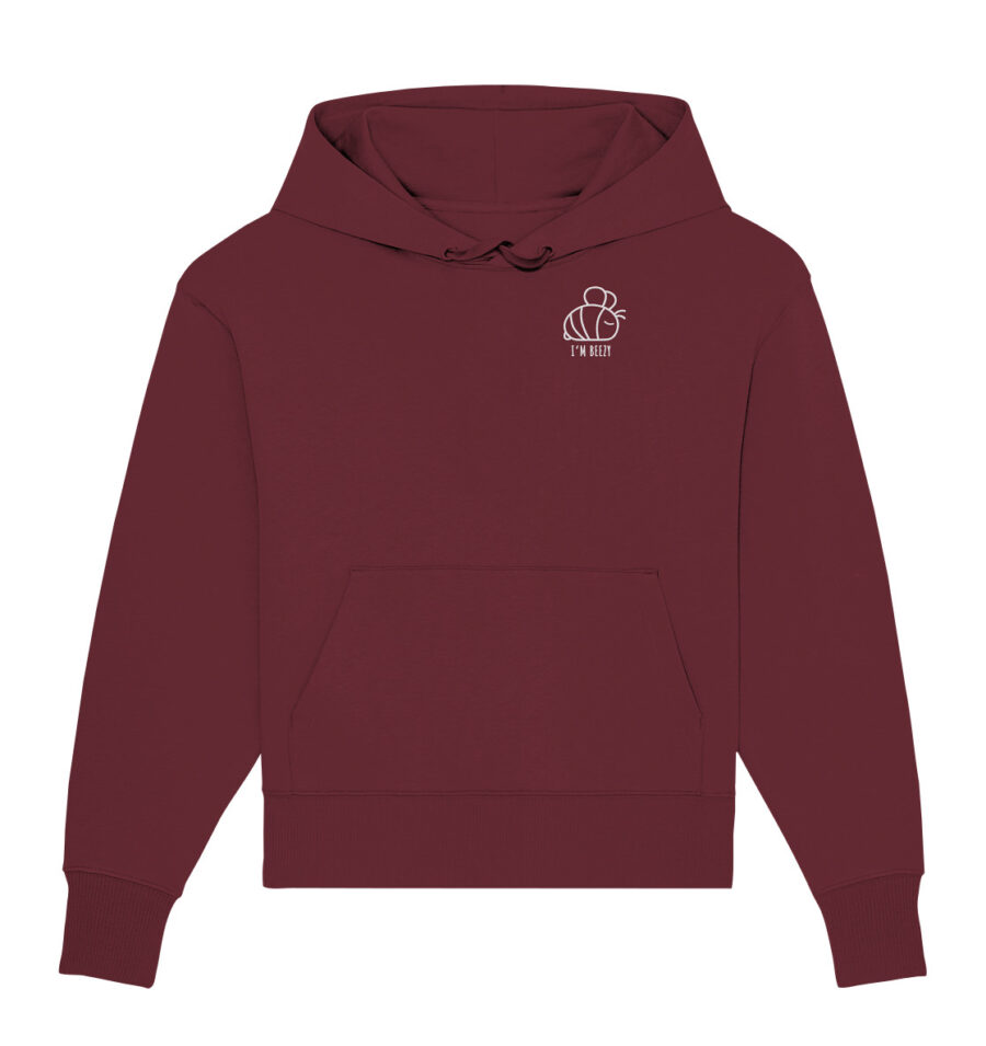 Bee Organic Oversize Hoodie Burgundy