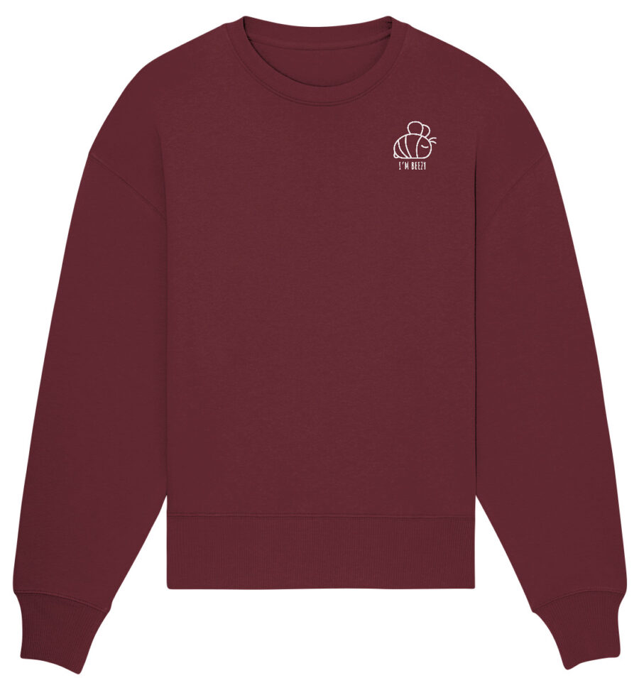 Bee Organic Oversize Sweatshirt Burgundy