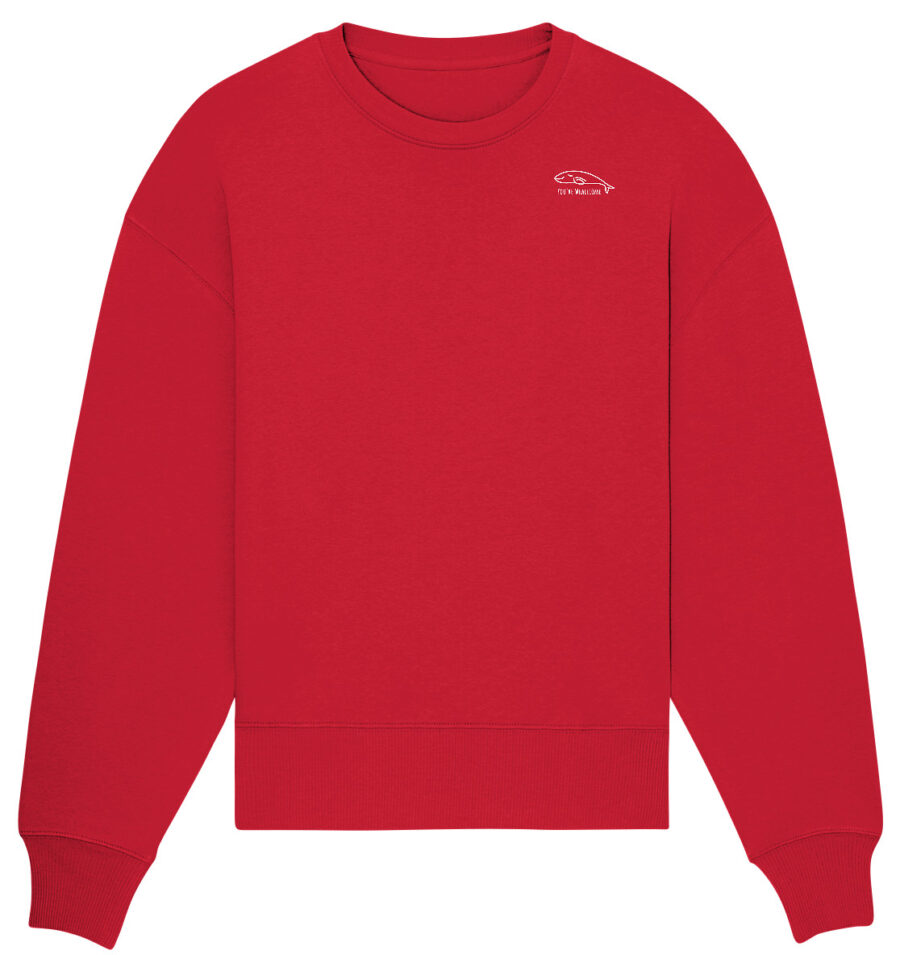 Whale Organic Oversize Sweatshirt Red