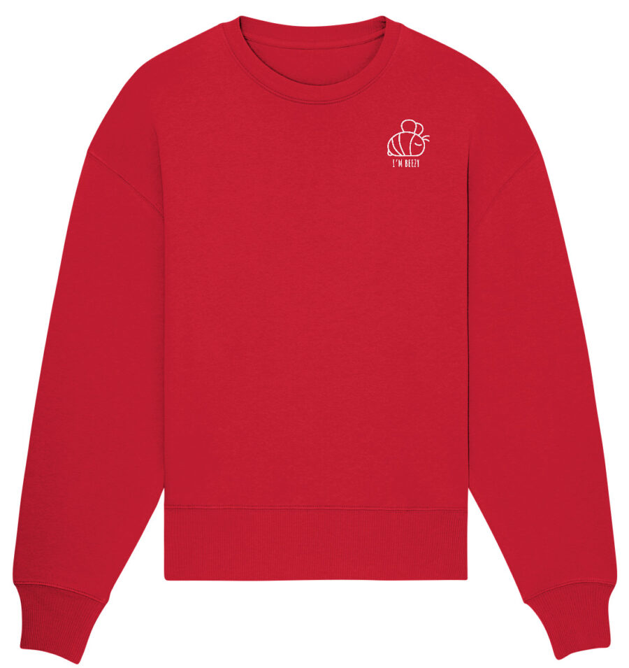Bee Organic Oversize Sweatshirt Red