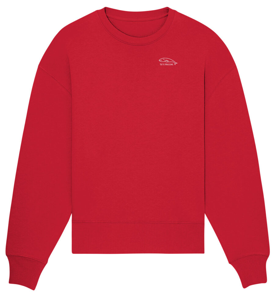 Whale Organic Oversize Sweatshirt Red