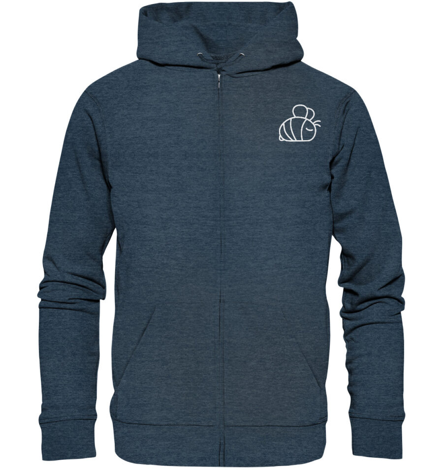 Bee Organic Zipper Dark Heather Blue