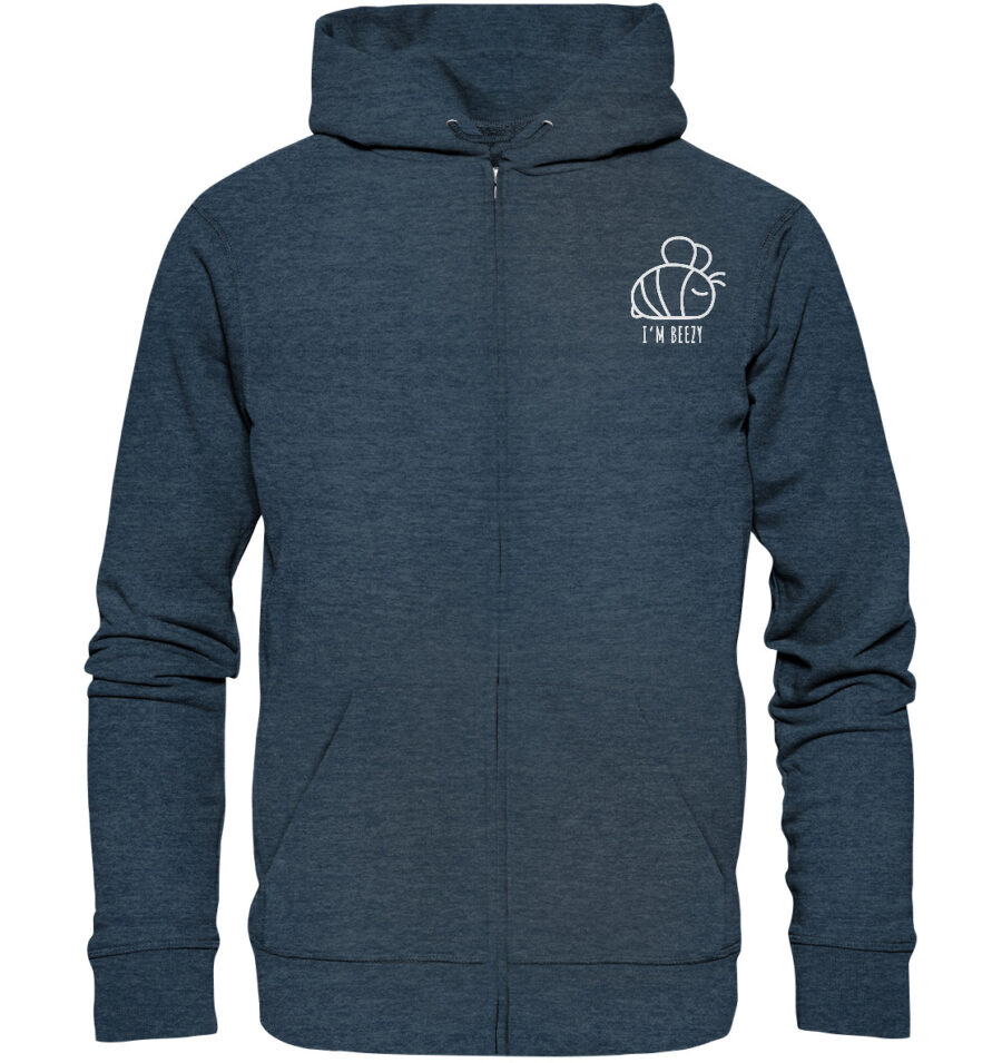 Bee Organic Zipper Dark Heather Blue