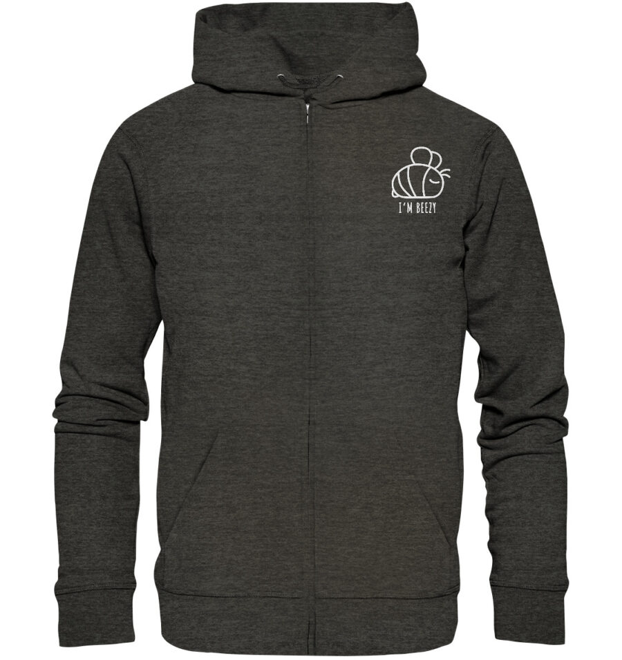 Bee Organic Zipper Dark Heather Grey