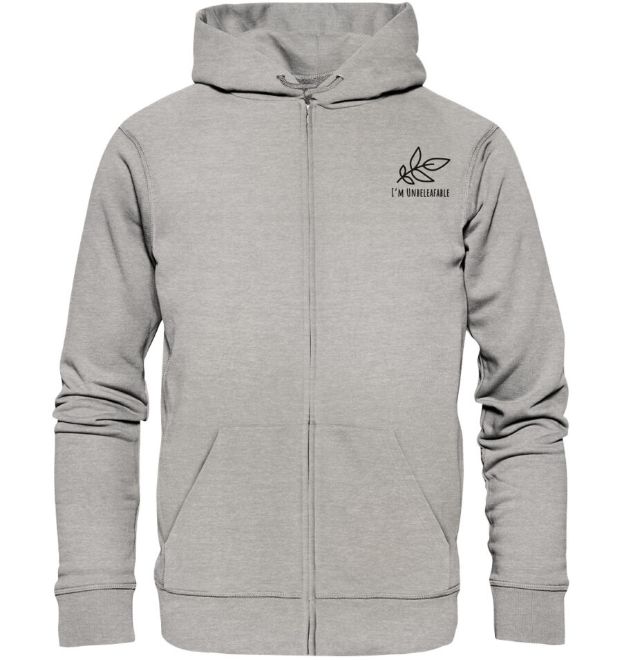 Unbeleafable Organic Zipper Heather Grey