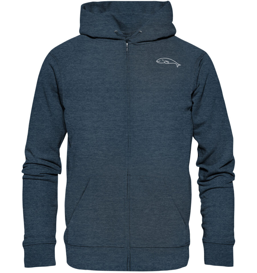 Whale Organic Zipper Dark Heather Blue