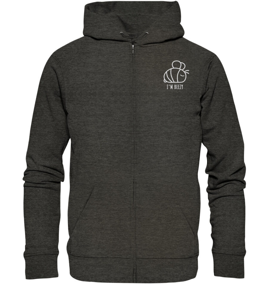 Bee Organic Zipper Dark Heather Grey
