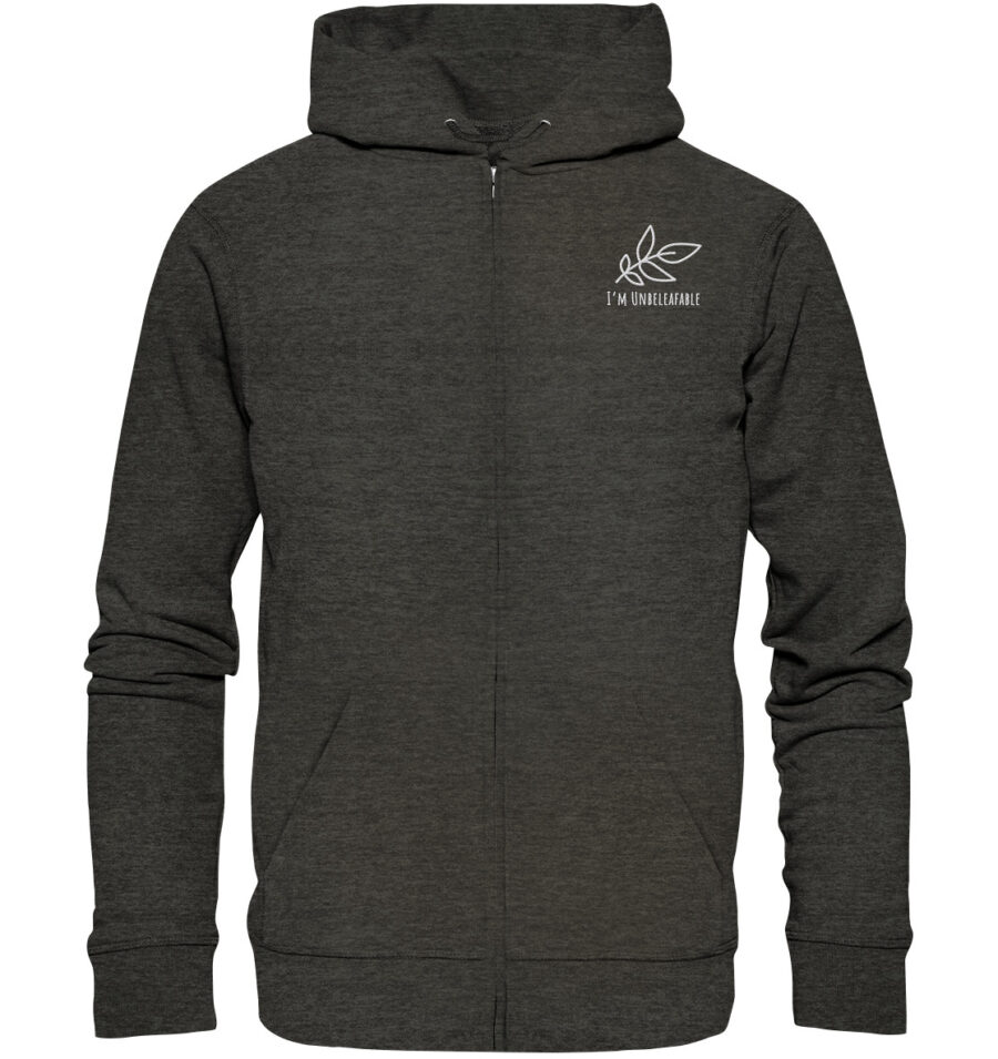 Unbeleafable Organic Zipper Dark Heather Grey