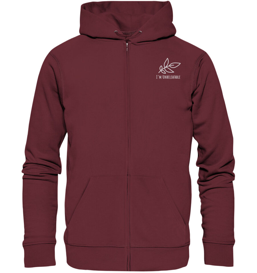 Unbeleafable Organic Zipper Burgundy