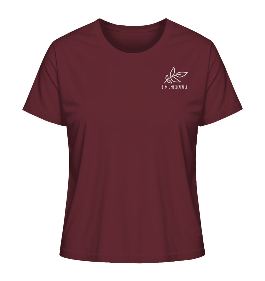 Unbeleafable Ladies Organic Shirt Burgundy