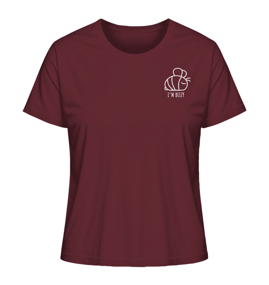 Bee Ladies Organic Shirt Burgundy